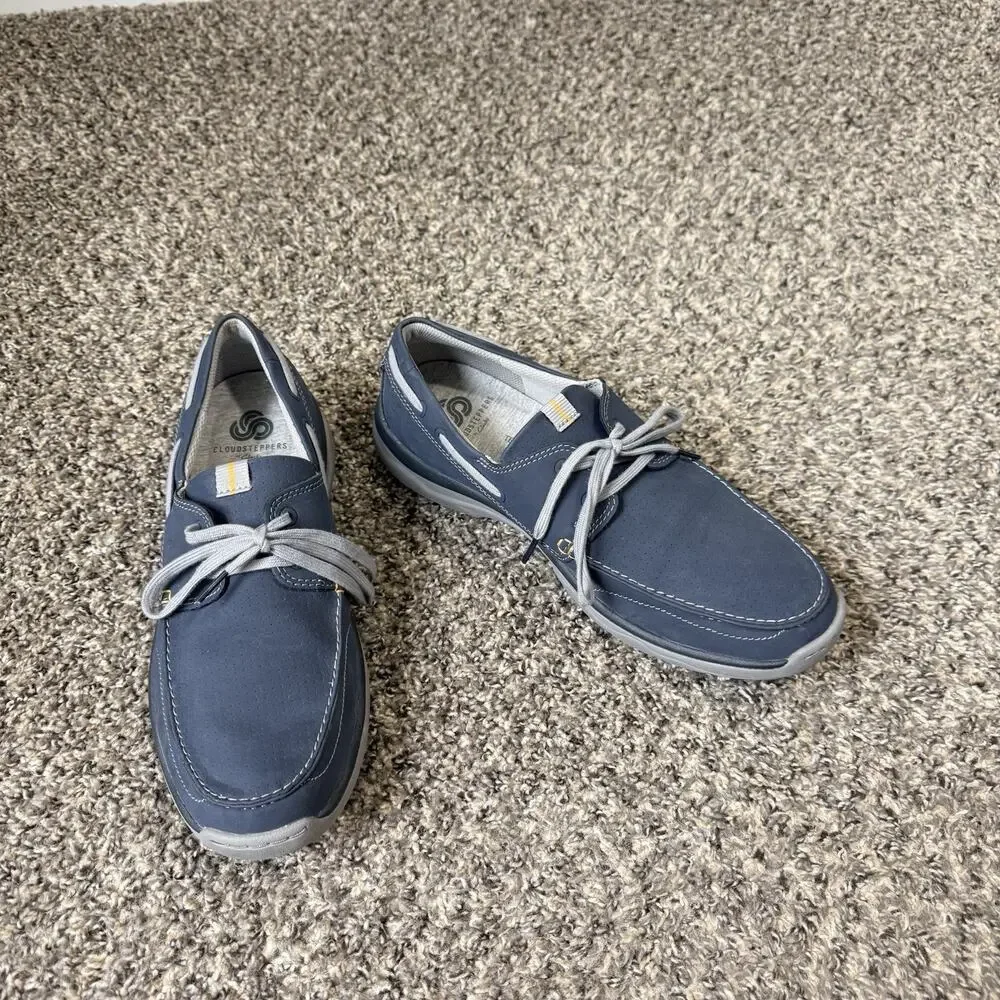 Clarks Mens Marus Edge Boat Shoes Sneakers Size 11 Blue Leather Lace Up